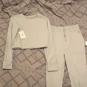 Set. Crop top and Jogger bottoms. Light Blue.